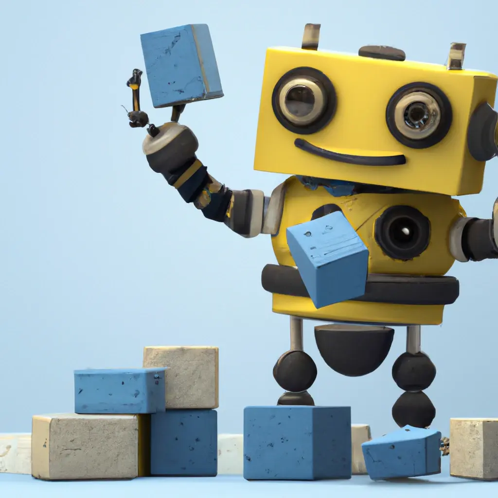 A robot playing with blocks